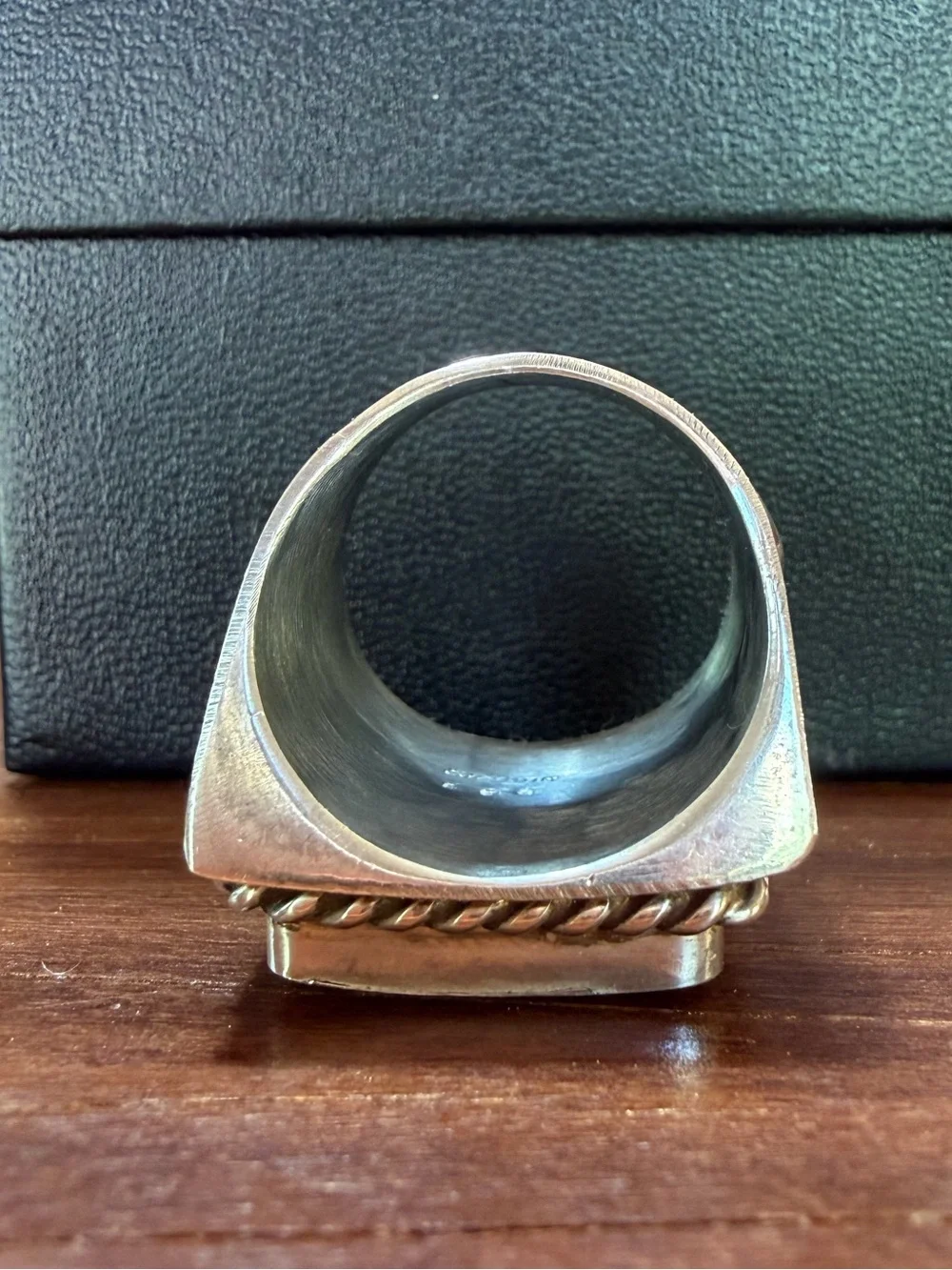 Sterling Inlay American Flag Ring with Turquoise - Picture 7 of 9